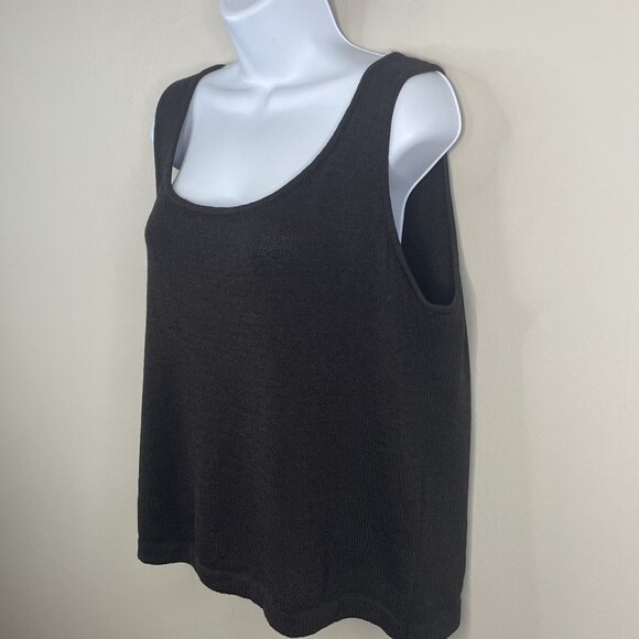 St John Santana Knit Sleeveless Tank Top Large Chocolate Brown Neutral Layering - Picture 4 of 6